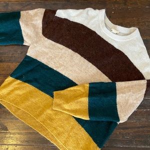 Fuzzy Colored Block Sweater
